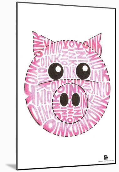 Pig Oink Text Poster-null-Mounted Poster