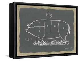 Pig on Burlap-Gwendolyn Babbitt-Framed Stretched Canvas
