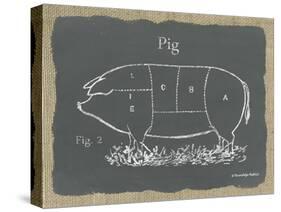 Pig on Burlap-Gwendolyn Babbitt-Stretched Canvas