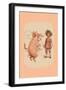 Pig on Hind Legs and Little Girl-null-Framed Art Print