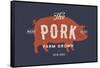 Pig, Pork - Vintage-foxysgraphic-Framed Stretched Canvas