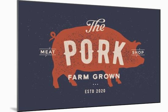 Pig, Pork - Vintage-foxysgraphic-Mounted Art Print