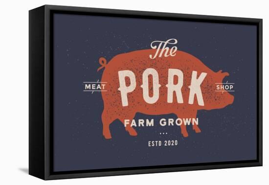 Pig, Pork - Vintage-foxysgraphic-Framed Stretched Canvas