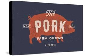 Pig, Pork - Vintage-foxysgraphic-Stretched Canvas