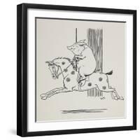 Pig Riding a Merry-go-round Horse-L. Leslie Brooke-Framed Premium Giclee Print