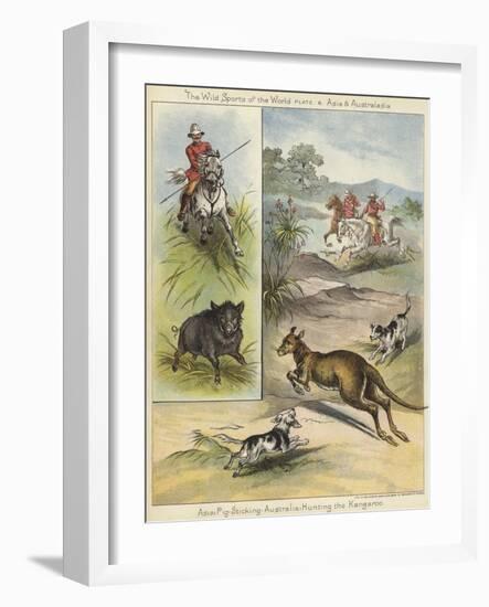 Pig Sticking and Hunting the Kangaroo-null-Framed Giclee Print