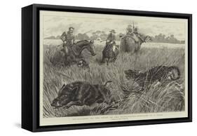 Pig Sticking on the Churs of the Bramapootra, Surprised by a Tiger-John Charlton-Framed Stretched Canvas