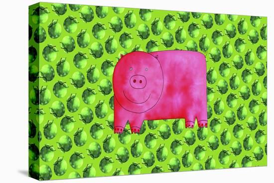 Pig with Green Apples, 2003-Julie Nicholls-Stretched Canvas