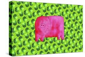 Pig with Green Apples, 2003-Julie Nicholls-Stretched Canvas