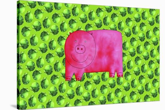 Pig with Green Apples, 2003-Julie Nicholls-Stretched Canvas