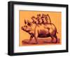 Pig with its Piglets, Illustration from 'Cole's Funny Picture Book' (Digitally Enhanced Image)-English-Framed Premium Giclee Print