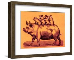 Pig with its Piglets, Illustration from 'Cole's Funny Picture Book' (Digitally Enhanced Image)-English-Framed Giclee Print