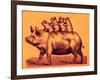 Pig with its Piglets, Illustration from 'Cole's Funny Picture Book' (Digitally Enhanced Image)-English-Framed Giclee Print