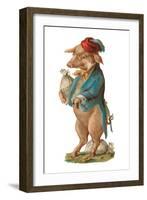 Pig with Stash of Money-German School-Framed Giclee Print