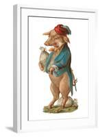 Pig with Stash of Money-German School-Framed Giclee Print