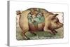 Pig with Toys Strapped to its Side-null-Stretched Canvas