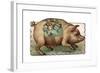 Pig with Toys Strapped to its Side-null-Framed Giclee Print