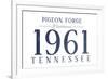 Pigeon Forge, Tennessee - Established Date (Blue)-Lantern Press-Framed Art Print