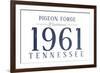 Pigeon Forge, Tennessee - Established Date (Blue)-Lantern Press-Framed Art Print