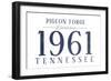 Pigeon Forge, Tennessee - Established Date (Blue)-Lantern Press-Framed Art Print