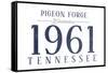 Pigeon Forge, Tennessee - Established Date (Blue)-Lantern Press-Framed Stretched Canvas