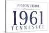 Pigeon Forge, Tennessee - Established Date (Blue)-Lantern Press-Stretched Canvas