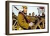 Pigeon Rests On A Japanese Infantryman's Rifle As He Marches-null-Framed Art Print