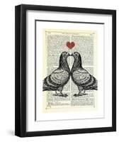 Pigeons in Love-Marion Mcconaghie-Framed Art Print