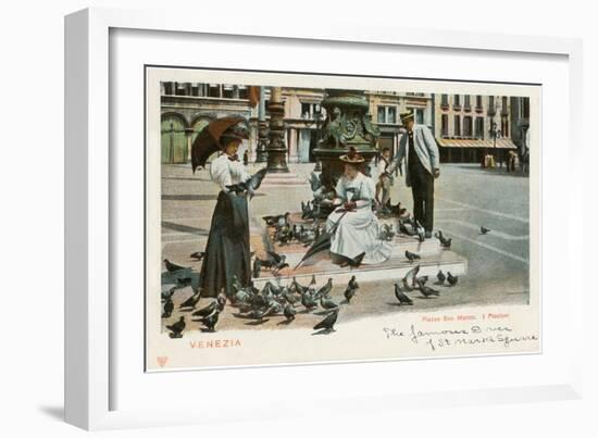 Pigeons in St. Mark's Square, Venice, Italy-null-Framed Art Print