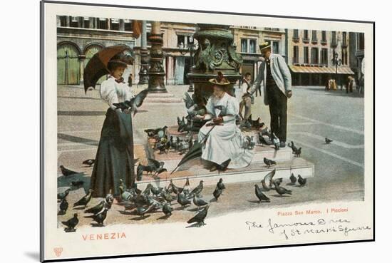 Pigeons in St. Mark's Square, Venice, Italy-null-Mounted Art Print