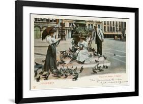 Pigeons in St. Mark's Square, Venice, Italy-null-Framed Premium Giclee Print