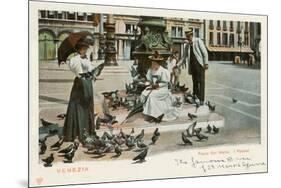 Pigeons in St. Mark's Square, Venice, Italy-null-Mounted Premium Giclee Print