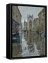 Pigeons in the rain, Abbey Courtyard, 2016-Peter Brown-Framed Stretched Canvas