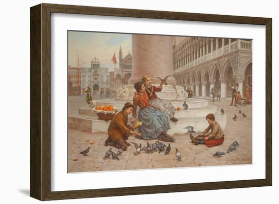 Pigeons of Venice-Antonio Paoletti-Framed Giclee Print