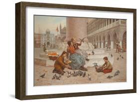 Pigeons of Venice-Antonio Paoletti-Framed Giclee Print