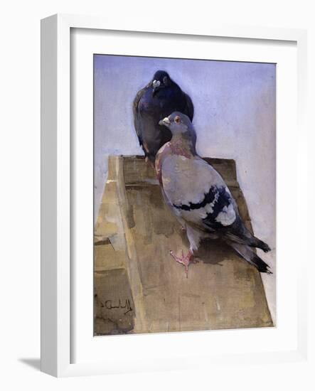 Pigeons on the Roof-Joseph Crawhall-Framed Giclee Print