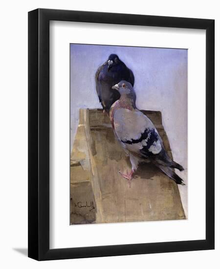 Pigeons on the Roof-Joseph Crawhall-Framed Premium Giclee Print