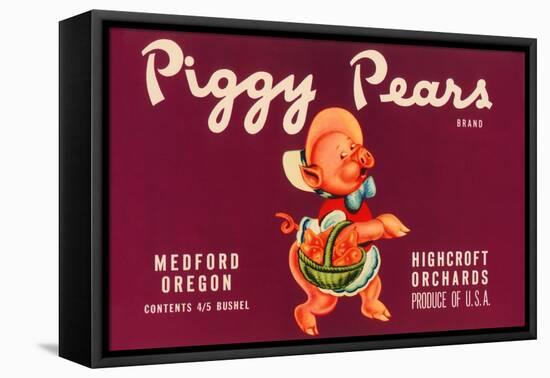 Piggy Pears Crate Label-null-Framed Stretched Canvas