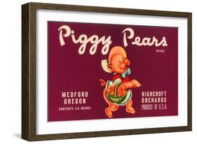 Piggy Pears Crate Label-null-Framed Art Print