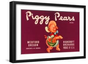 Piggy Pears Crate Label-null-Framed Art Print