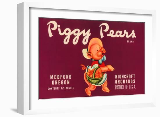 Piggy Pears Crate Label-null-Framed Art Print