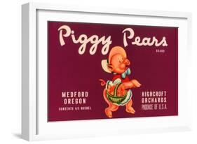 Piggy Pears Crate Label-null-Framed Art Print