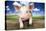 Piglet Looking over Fence-null-Stretched Canvas