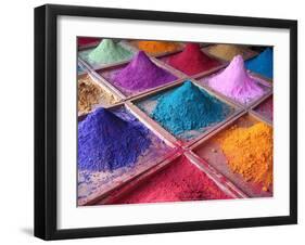 Pigments for Sale on Market Stall, Goa, India-Dan Brady-Framed Art Print