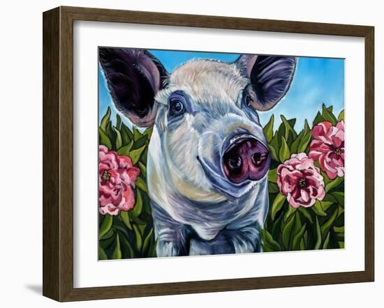 Pigs and Peonies-Kathryn Wronski-Framed Art Print