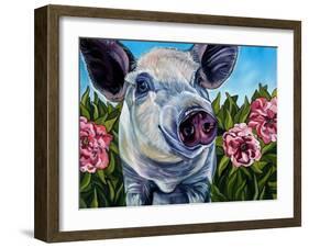 Pigs and Peonies-Kathryn Wronski-Framed Art Print