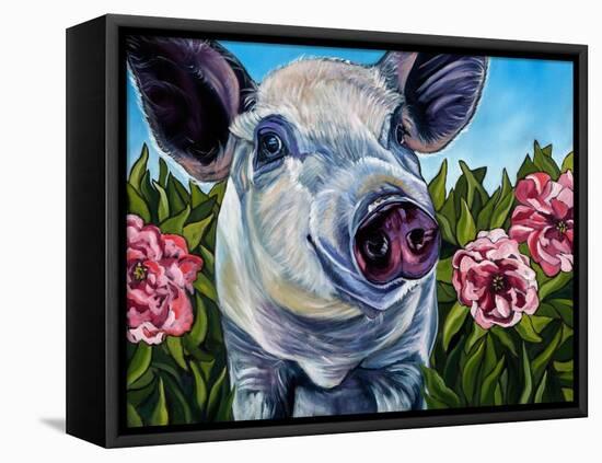 Pigs and Peonies-Kathryn Wronski-Framed Stretched Canvas