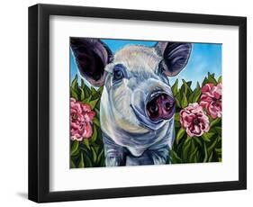 Pigs and Peonies-Kathryn Wronski-Framed Art Print