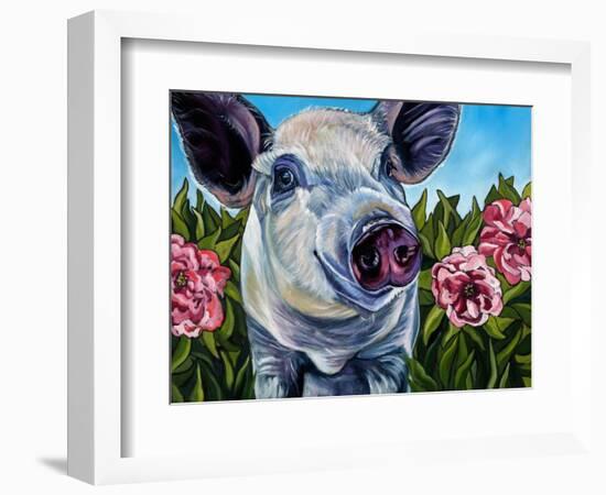 Pigs and Peonies-Kathryn Wronski-Framed Art Print