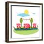 Pigs Eating Food at Farm. Funny Small Pigs Having Party Vector Illustration. Eps8 No Effects.-Popmarleo-Framed Art Print